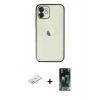 MARSİLYAN™- iPhone 11 Kılıf Vadi Minimal - Siyah 360 Mat Full Body Arka Koruyucu + Renkli Kamera Lens Koruma Cam - PE