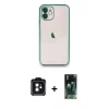 MARSİLYAN™- iPhone 11 Kılıf Vadi Minimal - Siyah 360 Mat Full Body Arka Koruyucu + PVD Metal Kamera Lens - SH
