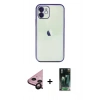 MARSİLYAN™- iPhone 11 Kılıf Vadi Minimal - Siyah 360 Mat Full Body Arka Koruyucu + Raze Metal Kamera Lens - SH