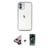 MARSİLYAN™- iPhone 11 Kılıf Vadi Minimal - Siyah 360 Mat Full Body Arka Koruyucu + Raze Metal Kamera Lens - SH