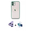MARSİLYAN™- iPhone 11 Kılıf Vadi Minimal - Siyah 3D Antistatik Cam Ekran Koruyucu + Raze Metal Kamera Lens - MR