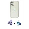 MARSİLYAN™- iPhone 11 Kılıf Vadi Minimal - Siyah 3D Antistatik Cam Ekran Koruyucu + Raze Metal Kamera Lens - MR