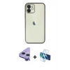 MARSİLYAN™- iPhone 11 Kılıf Vadi Minimal - Siyah 3D Antistatik Cam Ekran Koruyucu + Raze Metal Kamera Lens - MR