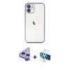 MARSİLYAN™- iPhone 11 Kılıf Vadi Minimal - Siyah 3D Antistatik Cam Ekran Koruyucu + Raze Metal Kamera Lens - MR