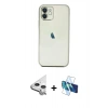 MARSİLYAN™- iPhone 11 Kılıf Vadi Minimal - Siyah 3D Antistatik Cam Ekran Koruyucu + Raze Metal Kamera Lens - GS