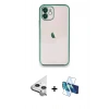 MARSİLYAN™- iPhone 11 Kılıf Vadi Minimal - Siyah 3D Antistatik Cam Ekran Koruyucu + Raze Metal Kamera Lens - GS