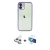 MARSİLYAN™- iPhone 11 Kılıf Vadi Minimal - Siyah 3D Antistatik Cam Ekran Koruyucu + Raze Metal Kamera Lens - GS