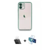 MARSİLYAN™- iPhone 11 Kılıf Vadi Minimal - Siyah 3D Antistatik Cam Ekran Koruyucu + Kamera Lens Koruma Cam - SF