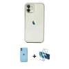 MARSİLYAN™- iPhone 11 Kılıf Vadi Minimal - Siyah 3D Antistatik Cam Ekran Koruyucu + Neon Fosforlu Kamera Lens - TU