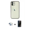MARSİLYAN™- iPhone 11 Kılıf Vadi Minimal - Siyah 3D Antistatik Hayalet Cam Ekran Koruyucu + Pers Alüminyum Kamera Lens - GI
