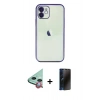 MARSİLYAN™- iPhone 11 Kılıf Vadi Minimal - Siyah 3D Antistatik Hayalet Cam Ekran Koruyucu + Raze Metal Kamera Lens - KI
