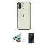 MARSİLYAN™- iPhone 11 Kılıf Vadi Minimal - Siyah 3D Antistatik Hayalet Cam Ekran Koruyucu + Raze Metal Kamera Lens - KI