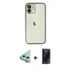 MARSİLYAN™- iPhone 11 Kılıf Vadi Minimal - Siyah 3D Antistatik Hayalet Cam Ekran Koruyucu + Raze Metal Kamera Lens - MI