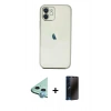 MARSİLYAN™- iPhone 11 Kılıf Vadi Minimal - Siyah 3D Antistatik Hayalet Cam Ekran Koruyucu + Raze Metal Kamera Lens - MI