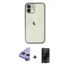 MARSİLYAN™- iPhone 11 Kılıf Vadi Minimal - Siyah 3D Antistatik Hayalet Cam Ekran Koruyucu + Raze Metal Kamera Lens - MR