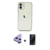 MARSİLYAN™- iPhone 11 Kılıf Vadi Minimal - Siyah 3D Antistatik Hayalet Cam Ekran Koruyucu + Raze Metal Kamera Lens - MR