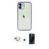 MARSİLYAN™- iPhone 11 Kılıf Vadi Minimal - Siyah 3D Antistatik Hayalet Cam Ekran Koruyucu + Pers Alüminyum Kamera Lens - GD