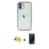 MARSİLYAN™- iPhone 11 Kılıf Vadi Minimal - Siyah 3D Antistatik Hayalet Cam Ekran Koruyucu + Rainbow Kamera Lens Koruma Cam - KI