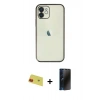 MARSİLYAN™- iPhone 11 Kılıf Vadi Minimal - Siyah 3D Antistatik Hayalet Cam Ekran Koruyucu + Rainbow Kamera Lens Koruma Cam - KI