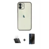 MARSİLYAN™- iPhone 11 Kılıf Vadi Minimal - Siyah 3D Antistatik Hayalet Cam Ekran Koruyucu + Kamera Lens Koruma Cam - SF