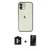 MARSİLYAN™- iPhone 11 Kılıf Vadi Minimal - Siyah 3D Antistatik Hayalet Cam Ekran Koruyucu + PVD Metal Kamera Lens - YL