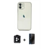 MARSİLYAN™- iPhone 11 Kılıf Vadi Minimal - Siyah 3D Antistatik Hayalet Cam Ekran Koruyucu + PVD Metal Kamera Lens - YL