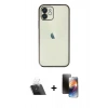 MARSİLYAN™- iPhone 11 Kılıf Vadi Minimal - Siyah 3D Antistatik Mat Seramik Nano Ekran Koruyucu + Kamera Lens Koruma Cam - SF