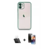 MARSİLYAN™- iPhone 11 Kılıf Vadi Minimal - Siyah 3D Antistatik Mat Seramik Nano Ekran Koruyucu + Kamera Lens Koruma Cam - SF