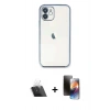 MARSİLYAN™- iPhone 11 Kılıf Vadi Minimal - Siyah 3D Antistatik Mat Seramik Nano Ekran Koruyucu + Kamera Lens Koruma Cam - SF