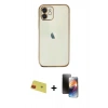 MARSİLYAN™- iPhone 11 Kılıf Vadi Minimal - Siyah 3D Antistatik Mat Seramik Nano Ekran Koruyucu + Rainbow Kamera Lens Koruma Cam - KI