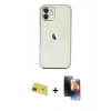 MARSİLYAN™- iPhone 11 Kılıf Vadi Minimal - Siyah 3D Antistatik Mat Seramik Nano Ekran Koruyucu + Rainbow Kamera Lens Koruma Cam - KI