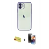 MARSİLYAN™- iPhone 11 Kılıf Vadi Minimal - Siyah 3D Antistatik Mat Seramik Nano Ekran Koruyucu + Rainbow Kamera Lens Koruma Cam - KI