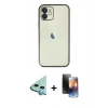 MARSİLYAN™- iPhone 11 Kılıf Vadi Minimal - Siyah 3D Antistatik Mat Seramik Nano Ekran Koruyucu + Raze Metal Kamera Lens - MI