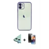 MARSİLYAN™- iPhone 11 Kılıf Vadi Minimal - Siyah 3D Antistatik Mat Seramik Nano Ekran Koruyucu + Raze Metal Kamera Lens - MI