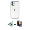 MARSİLYAN™- iPhone 11 Kılıf Vadi Minimal - Siyah 3D Antistatik Mat Seramik Nano Ekran Koruyucu + Raze Metal Kamera Lens - MI
