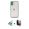 MARSİLYAN™- iPhone 11 Kılıf Vadi Minimal - Siyah 3D Antistatik Mat Seramik Nano Ekran Koruyucu + Raze Metal Kamera Lens - MI
