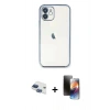 MARSİLYAN™- iPhone 11 Kılıf Vadi Minimal - Siyah 3D Antistatik Mat Seramik Nano Ekran Koruyucu + Pers Alüminyum Kamera Lens - LT