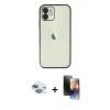 MARSİLYAN™- iPhone 11 Kılıf Vadi Minimal - Siyah 3D Antistatik Mat Seramik Nano Ekran Koruyucu + Pers Alüminyum Kamera Lens - GI