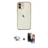 MARSİLYAN™- iPhone 11 Kılıf Vadi Minimal - Siyah 3D Antistatik Mat Seramik Nano Ekran Koruyucu + Pers Alüminyum Kamera Lens - GI