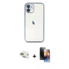MARSİLYAN™- iPhone 11 Kılıf Vadi Minimal - Siyah 3D Antistatik Mat Seramik Nano Ekran Koruyucu + Pers Alüminyum Kamera Lens - GD