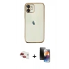 MARSİLYAN™- iPhone 11 Kılıf Vadi Minimal - Siyah 3D Antistatik Mat Seramik Nano Ekran Koruyucu + Pers Alüminyum Kamera Lens - KI
