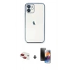 MARSİLYAN™- iPhone 11 Kılıf Vadi Minimal - Siyah 3D Antistatik Mat Seramik Nano Ekran Koruyucu + Pers Alüminyum Kamera Lens - KI