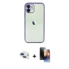 MARSİLYAN™- iPhone 11 Kılıf Vadi Minimal - Siyah 3D Antistatik Mat Seramik Nano Ekran Koruyucu + Pers Alüminyum Kamera Lens - LT