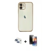 MARSİLYAN™- iPhone 11 Kılıf Vadi Minimal - Siyah 3D Antistatik Mat Seramik Nano Ekran Koruyucu + Pers Alüminyum Kamera Lens - LT