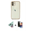MARSİLYAN™- iPhone 11 Kılıf Vadi Minimal - Siyah 3D Antistatik Mat Seramik Nano Ekran Koruyucu + Raze Metal Kamera Lens - KI