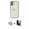 MARSİLYAN™- iPhone 11 Kılıf Vadi Minimal - Siyah 3D Antistatik Mat Seramik Nano Ekran Koruyucu + Raze Metal Kamera Lens - GS