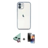 MARSİLYAN™- iPhone 11 Kılıf Vadi Minimal - Siyah 3D Antistatik Mat Seramik Nano Ekran Koruyucu + Raze Metal Kamera Lens - KI