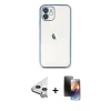 MARSİLYAN™- iPhone 11 Kılıf Vadi Minimal - Siyah 3D Antistatik Mat Seramik Nano Ekran Koruyucu + Raze Metal Kamera Lens - GS