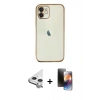 MARSİLYAN™- iPhone 11 Kılıf Vadi Minimal - Siyah 3D Antistatik Mat Seramik Nano Ekran Koruyucu + Raze Metal Kamera Lens - GS