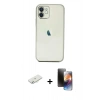 MARSİLYAN™- iPhone 11 Kılıf Vadi Minimal - Siyah 3D Antistatik Mat Seramik Nano Ekran Koruyucu + Renkli Kamera Lens Koruma Cam - SI